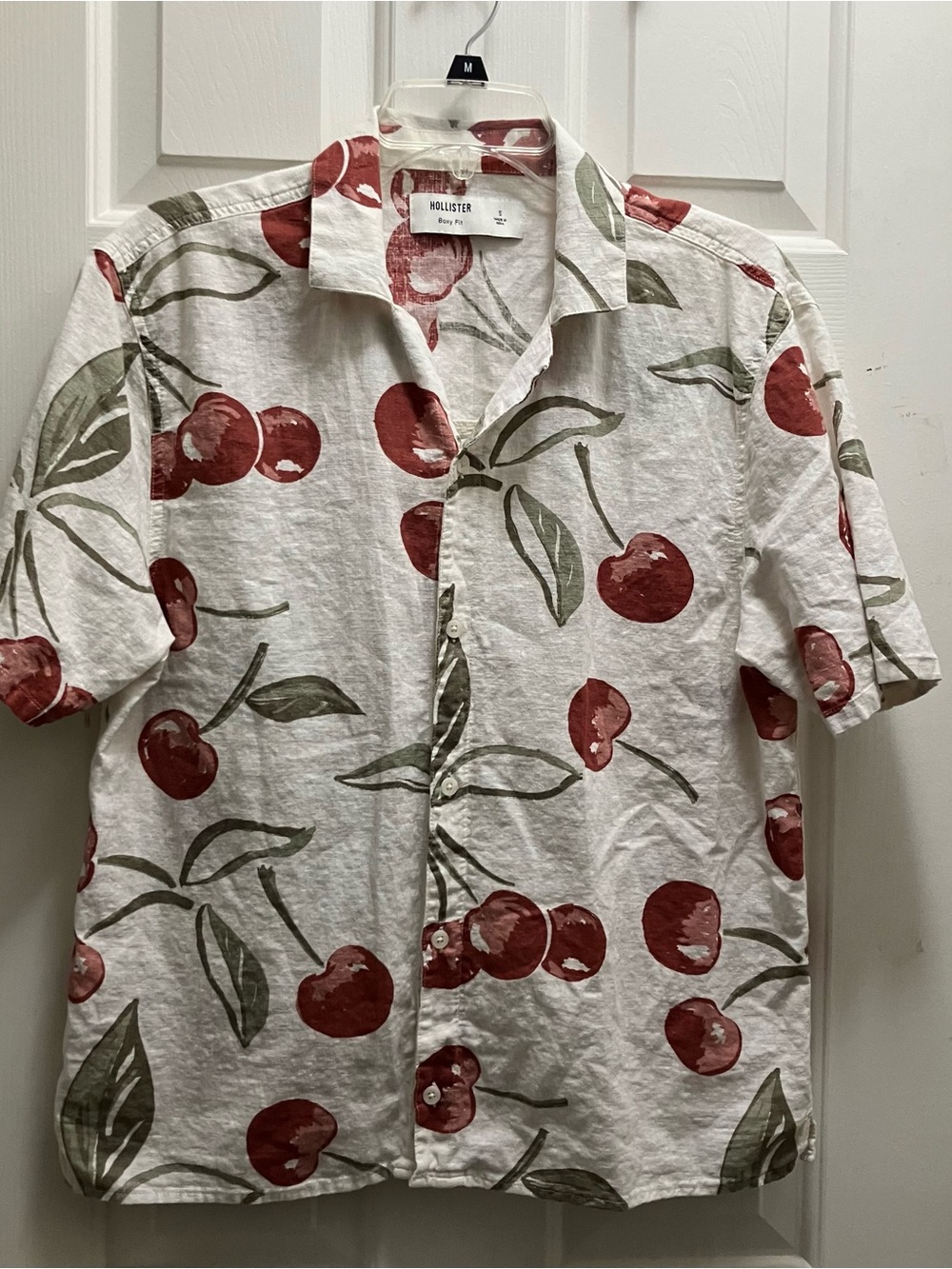 Hollister Cherry Print Shirt Mens Small Button Up Summer Hawaiian